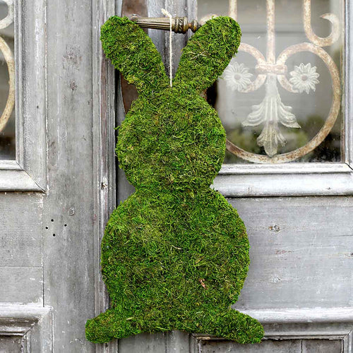 Moss-covered bunny figurine, perfect for adding a touch of nature to your decor.