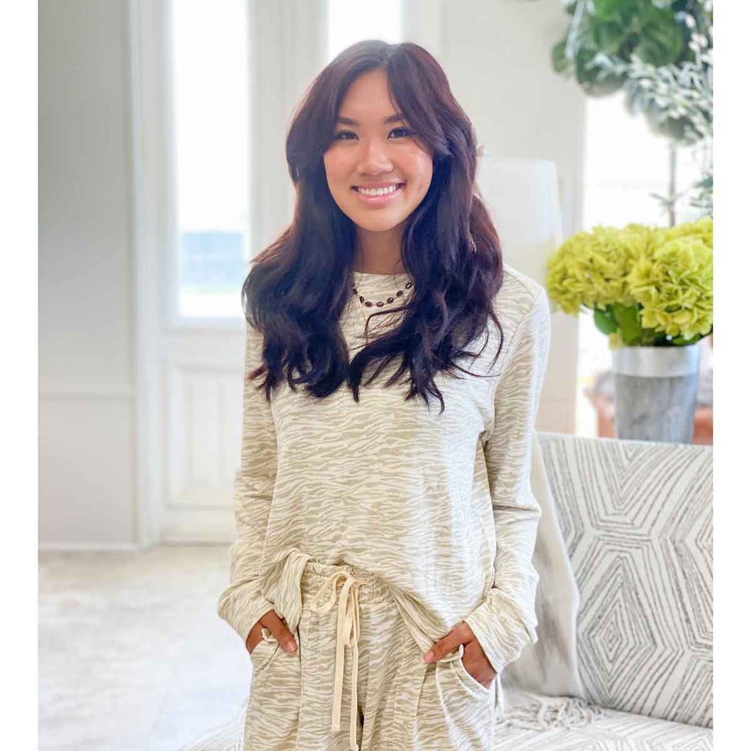 Tiger Stripe Effortless Lounge High Low Pullover