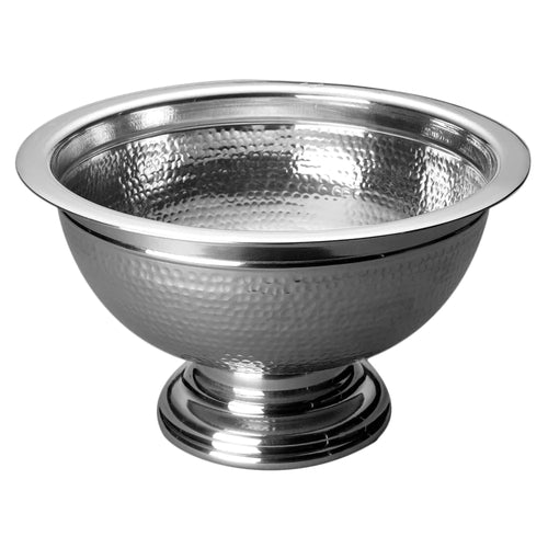 Hammered Pedestal Bowl - India Handicrafts: A beautifully crafted bowl from India, featuring a hammered texture and a pedestal base.