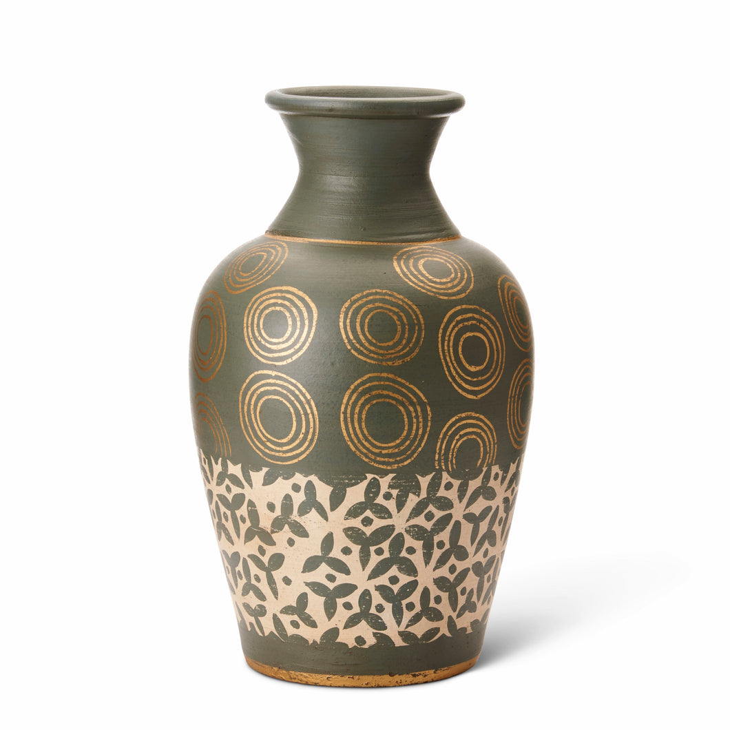 Terracotta Egyptian Green & Gold Accent Vases