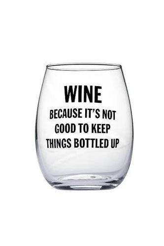 Wine glass with text 