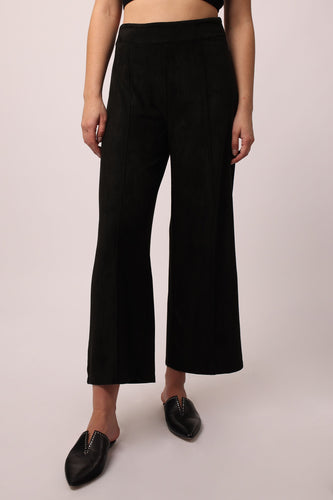 Black Faux Suede cropped wide leg pant with sparkle detail from Another Love.