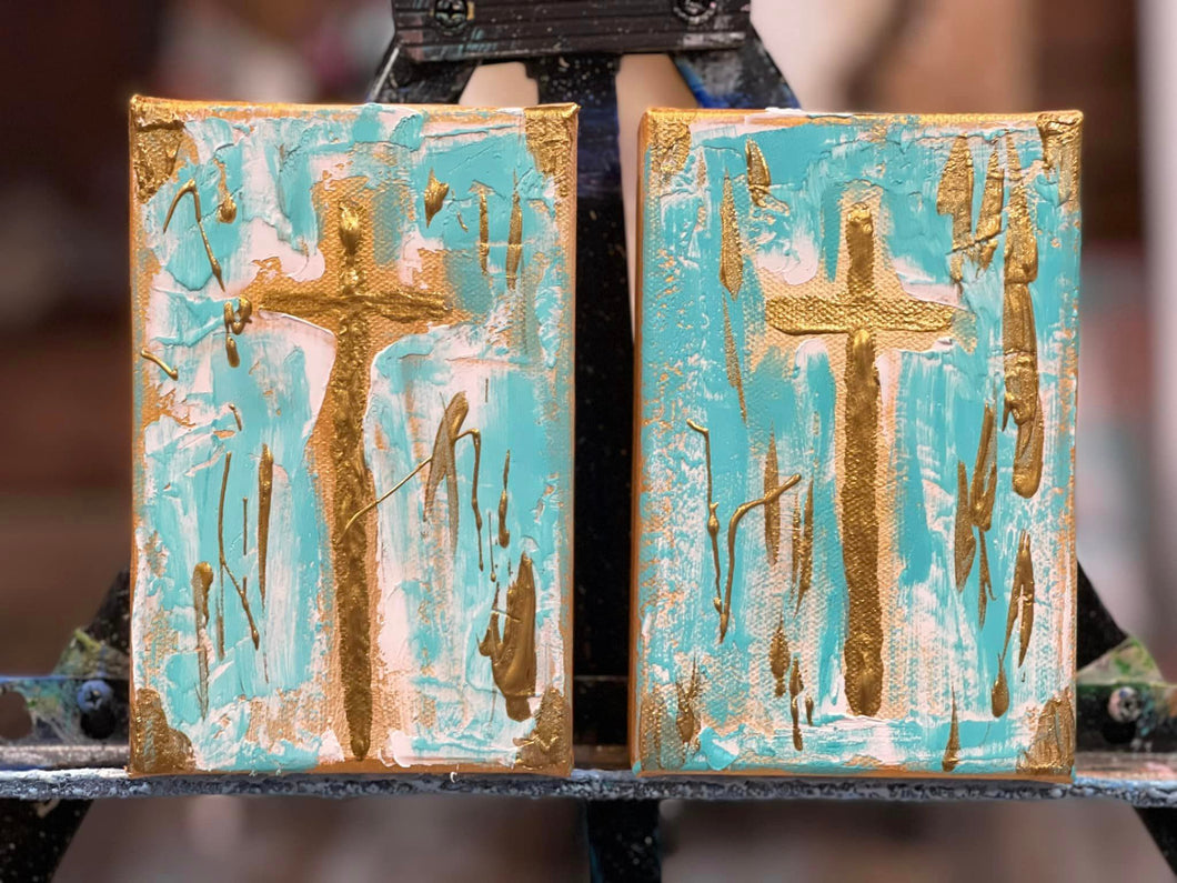 Small Canvas Gold Cross