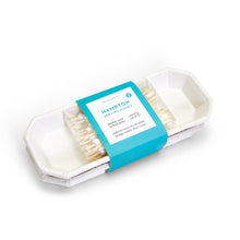 Load image into Gallery viewer, A ceramic dish designed for corn on the cob, but can also be used for appetizers. The white color complements any interior.
