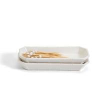 Load image into Gallery viewer, Elegant ceramic dishes for corn on the cob or appetizers. Bamboo-inspired design in white for a versatile look that complements any decor.
