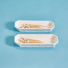 Load image into Gallery viewer, Hampton Set of 2 Faux Bamboo Fretwork Corn/Multipurpose Dishes with 20 Bamboo Picks
