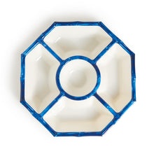 Load image into Gallery viewer, Blue Bamboo Touch Chip and Dip Bowl with Bamboo Rim
