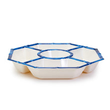Load image into Gallery viewer, Blue Bamboo Touch Chip and Dip Bowl with Bamboo Rim
