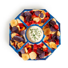 Load image into Gallery viewer, Blue Bamboo Touch Chip and Dip Bowl with Bamboo Rim
