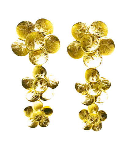 Flower Trio Earrings: 18K gold plated beauties with a whimsical touch. Perfect for any occasion, dressy or casual. Delicate flower design that turns heads! Treat yourself to a little flower power!