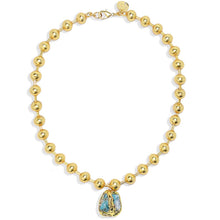Load image into Gallery viewer, Collar necklace with beaded chain and large Amazonite stone pendant, a stunning accessory.
