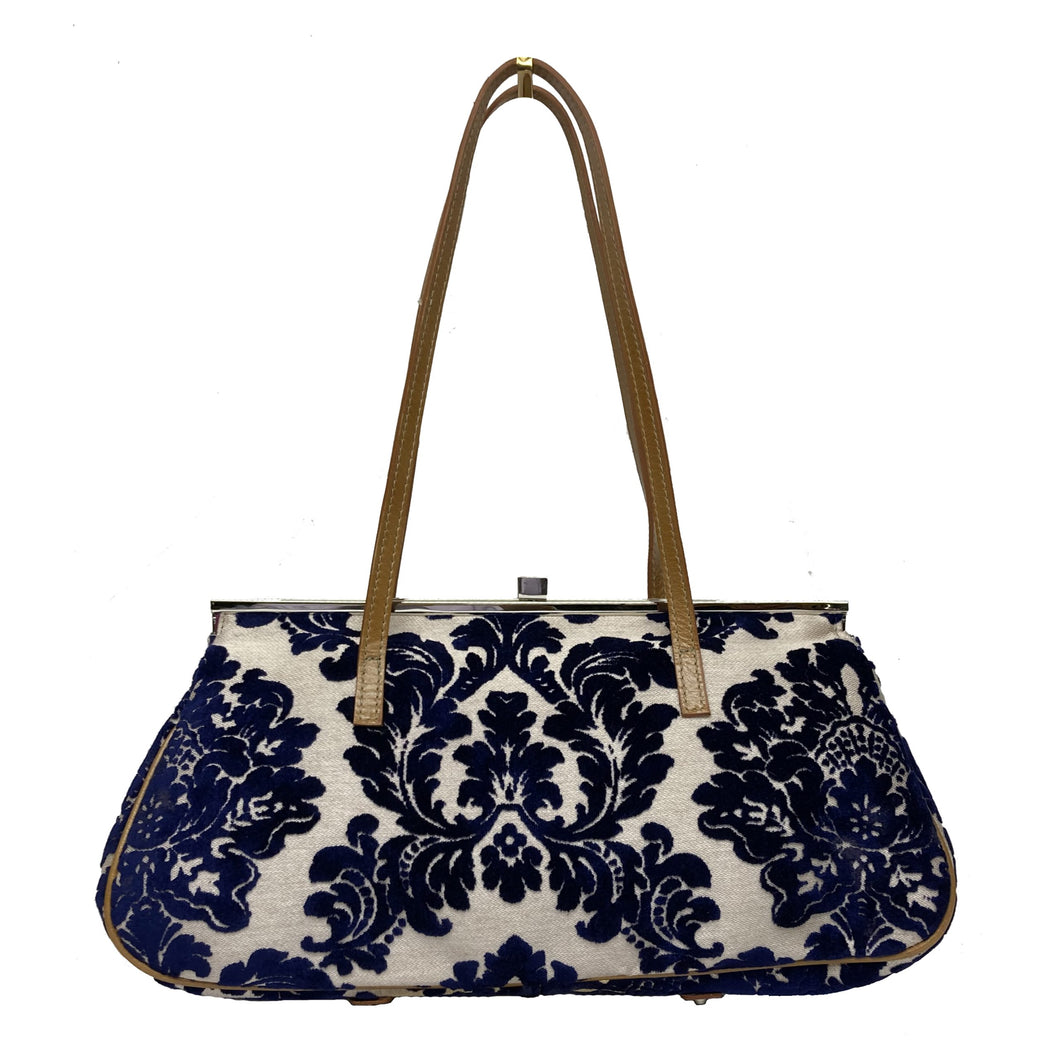 blue damask handbag
