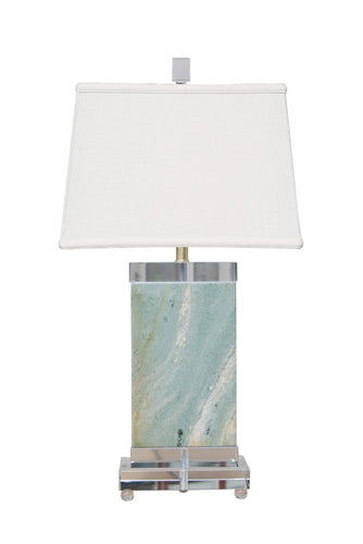 Square blue marble table lamp