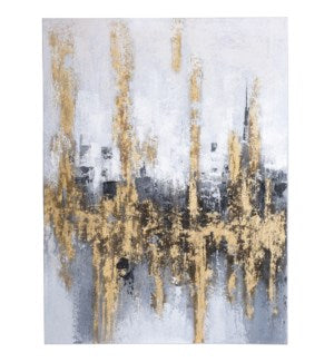 Abstract black and gold wall art featuring dreamy design.