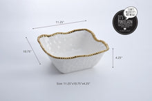 Load image into Gallery viewer, Stylish gold square salad bowl from Pampa Bay, ideal for elegant dining.
