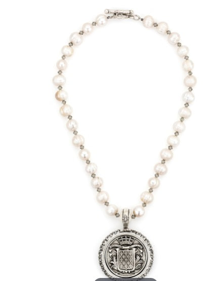 Pearls and Austrian Crystal with Mont Joye Medallion- French Kande