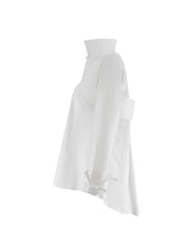 Load image into Gallery viewer, Elegant white button-down blouse featuring a charming bow detail at the back, crafted from luxurious 100% cotton.
