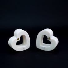 Load image into Gallery viewer, White Marble Heart Bookends W/Brass (Set of 2)
