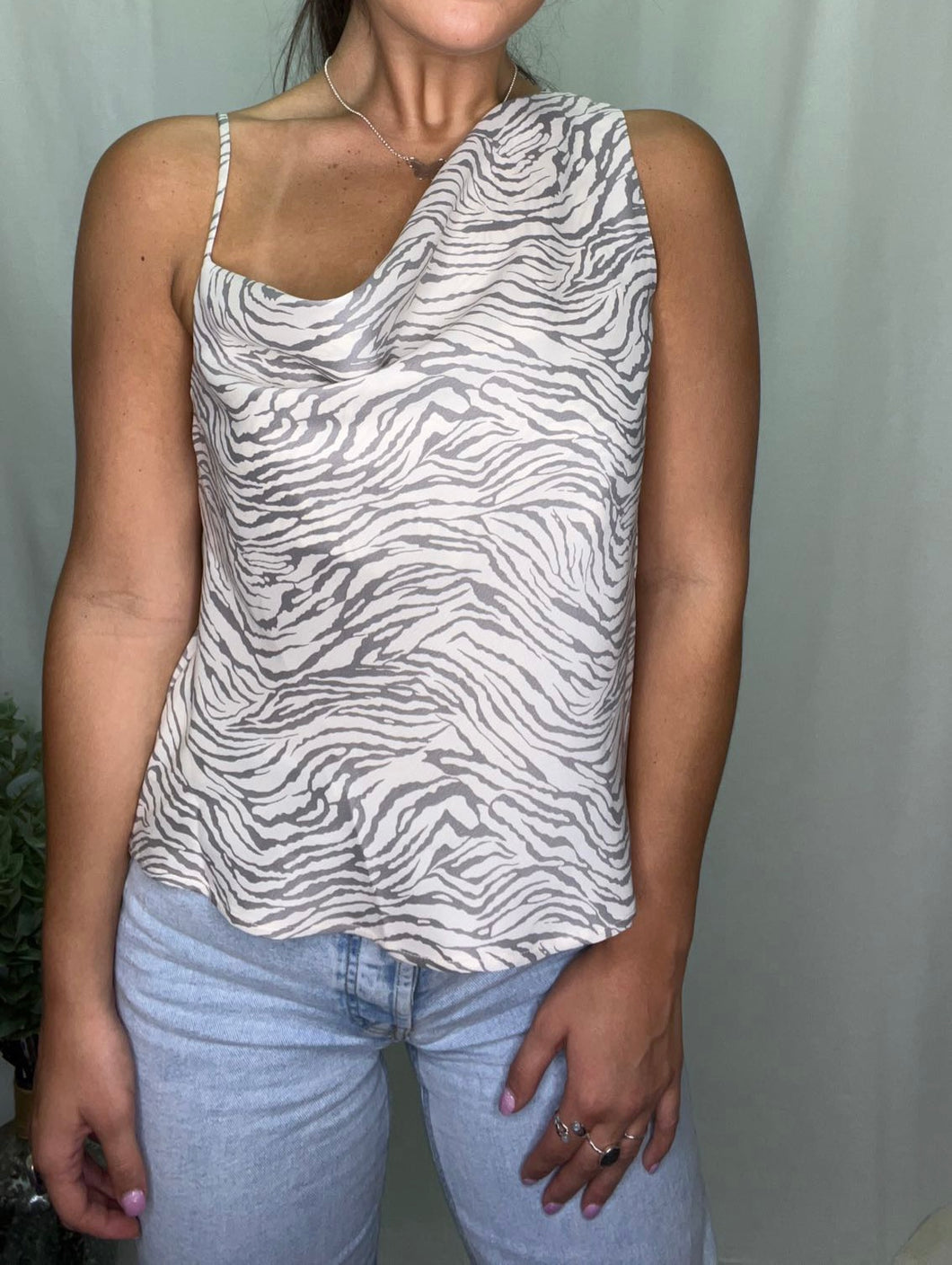 Cowl Neck Zebra Tank