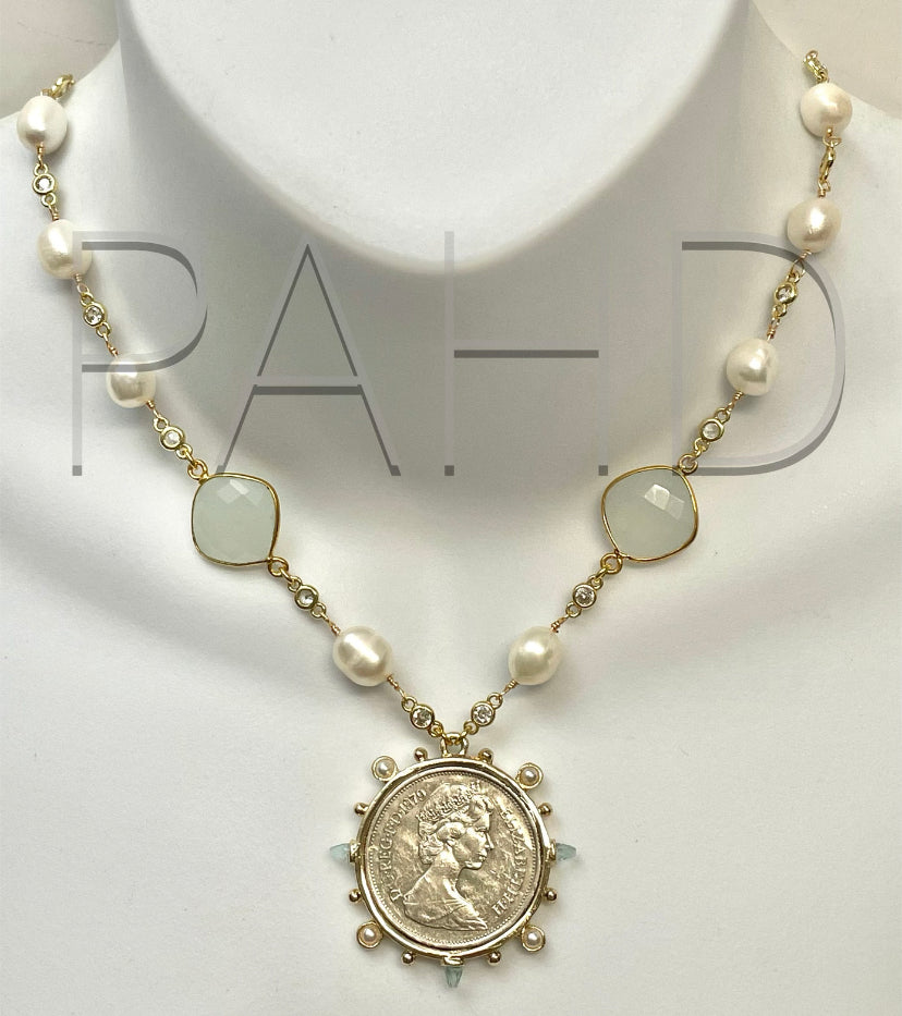 Pearl Queen Elizabeth Coin Necklace - Phillip Allen Hefner Design