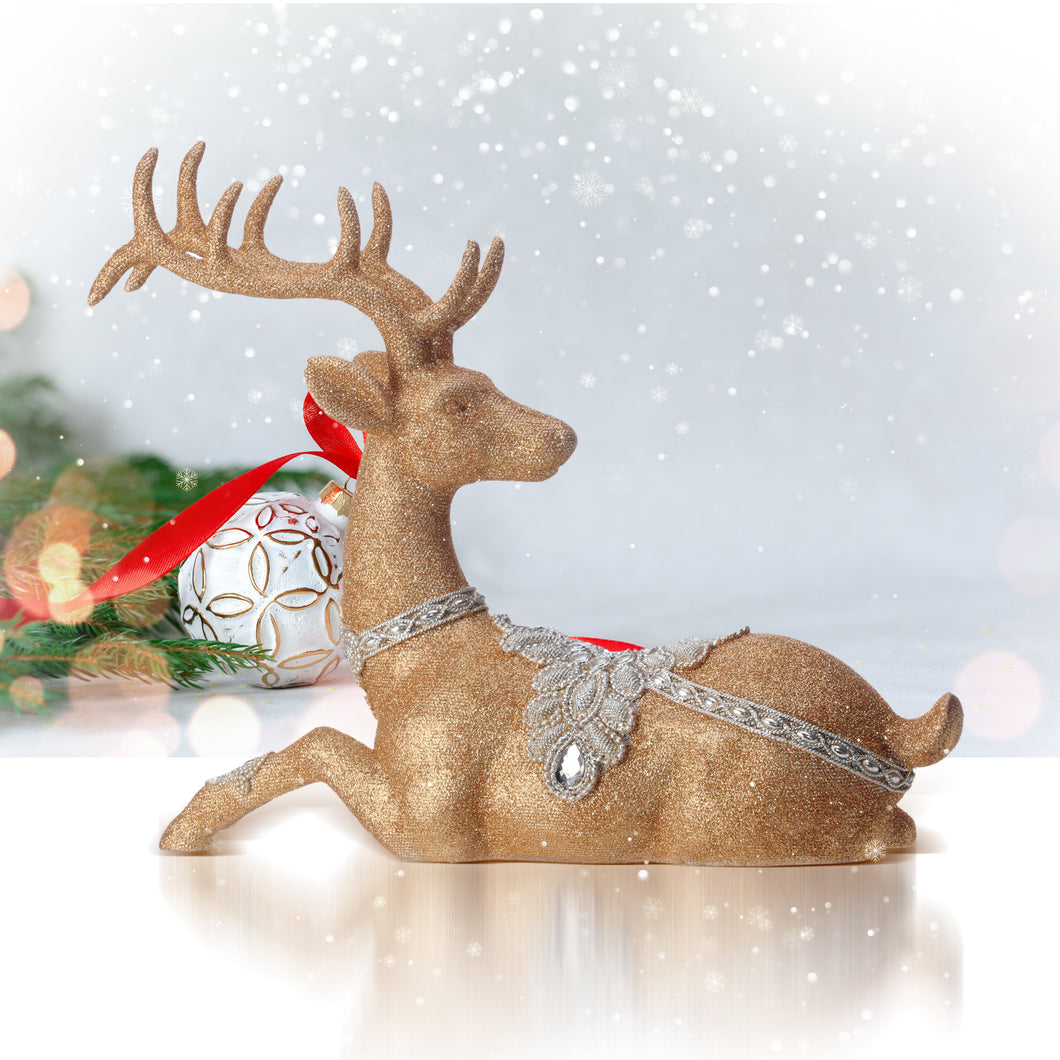 Jeweled Old World Laying Deer 10