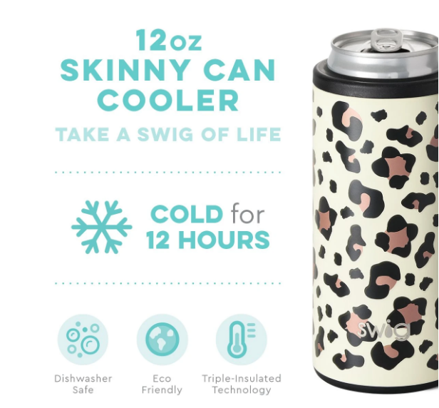 Luxy Leopard Skinny Can Cooler 12oz