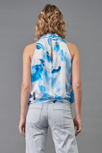 Load image into Gallery viewer, Blue flower halter top
