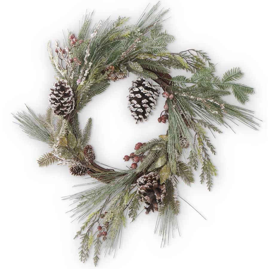 Needle Wreath with Red Berries