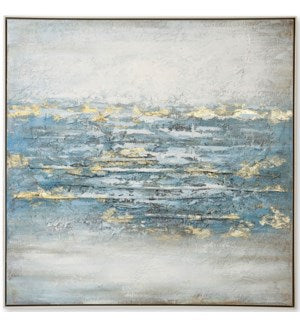 Ocean Blue Wall Art: A stunning piece of artwork depicting the serene beauty of the ocean. Shades of blue and white create a calming and peaceful ambiance.