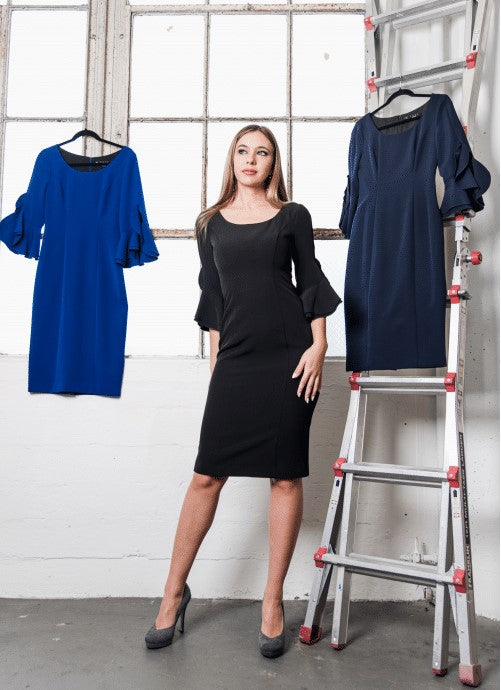 Royal Blue Ruffle Sleeve Cocktail Dress