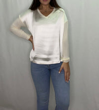 Load image into Gallery viewer, Natural Satin Combo Knit Top - Charlie B
