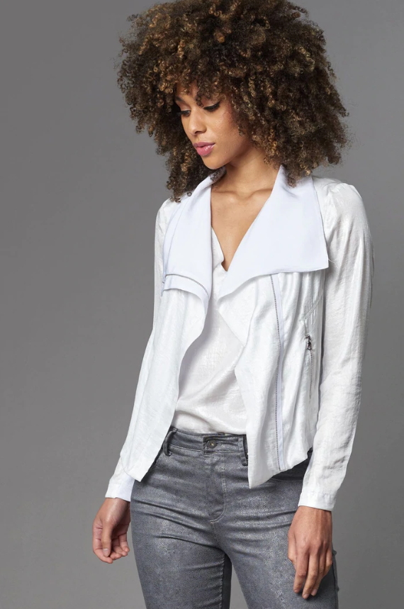 Foil Satin Moto Jacket - Lola & Sophie