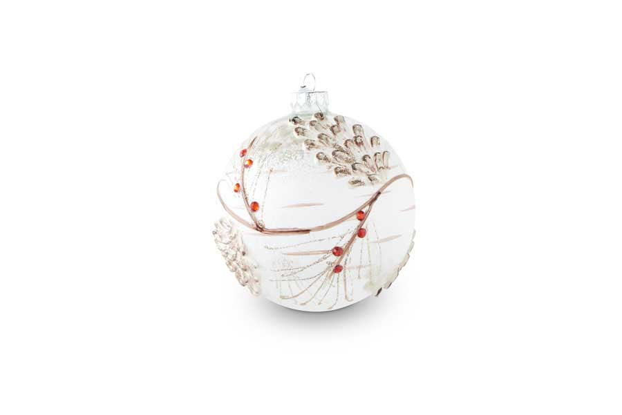 Snowy Clear Glass Round Ornament
