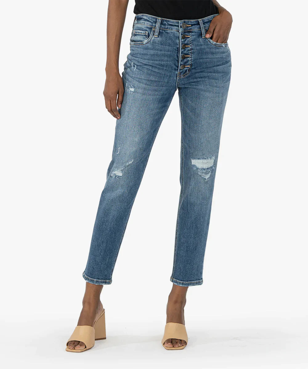 Rachael High Rise Fab Mom Jeans Teaching Wash- Kut from the Kloth