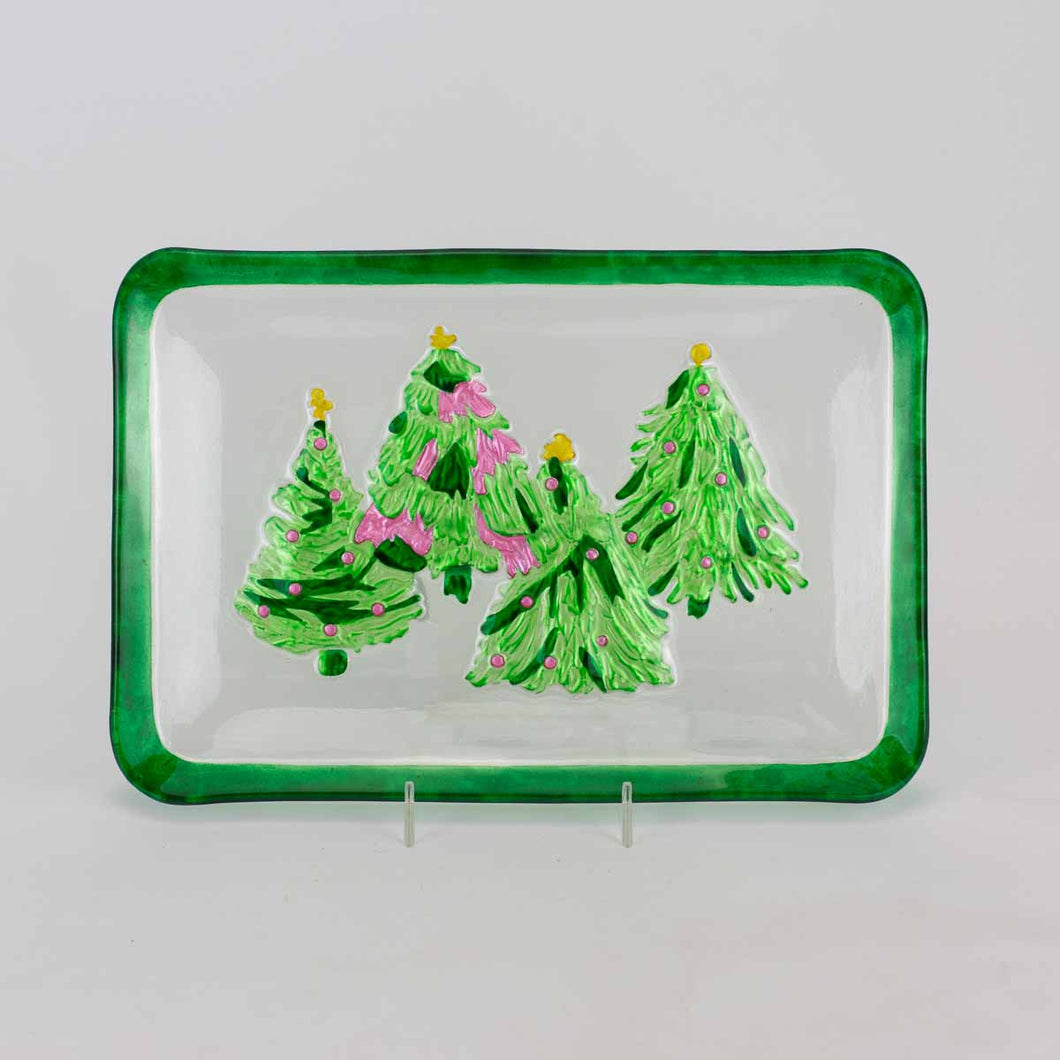 Celebration Tree Glass Platter