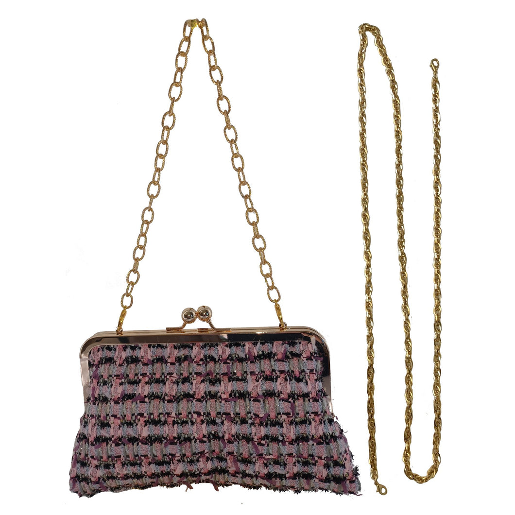 Trixie: Pink & Navy Wool Tweed