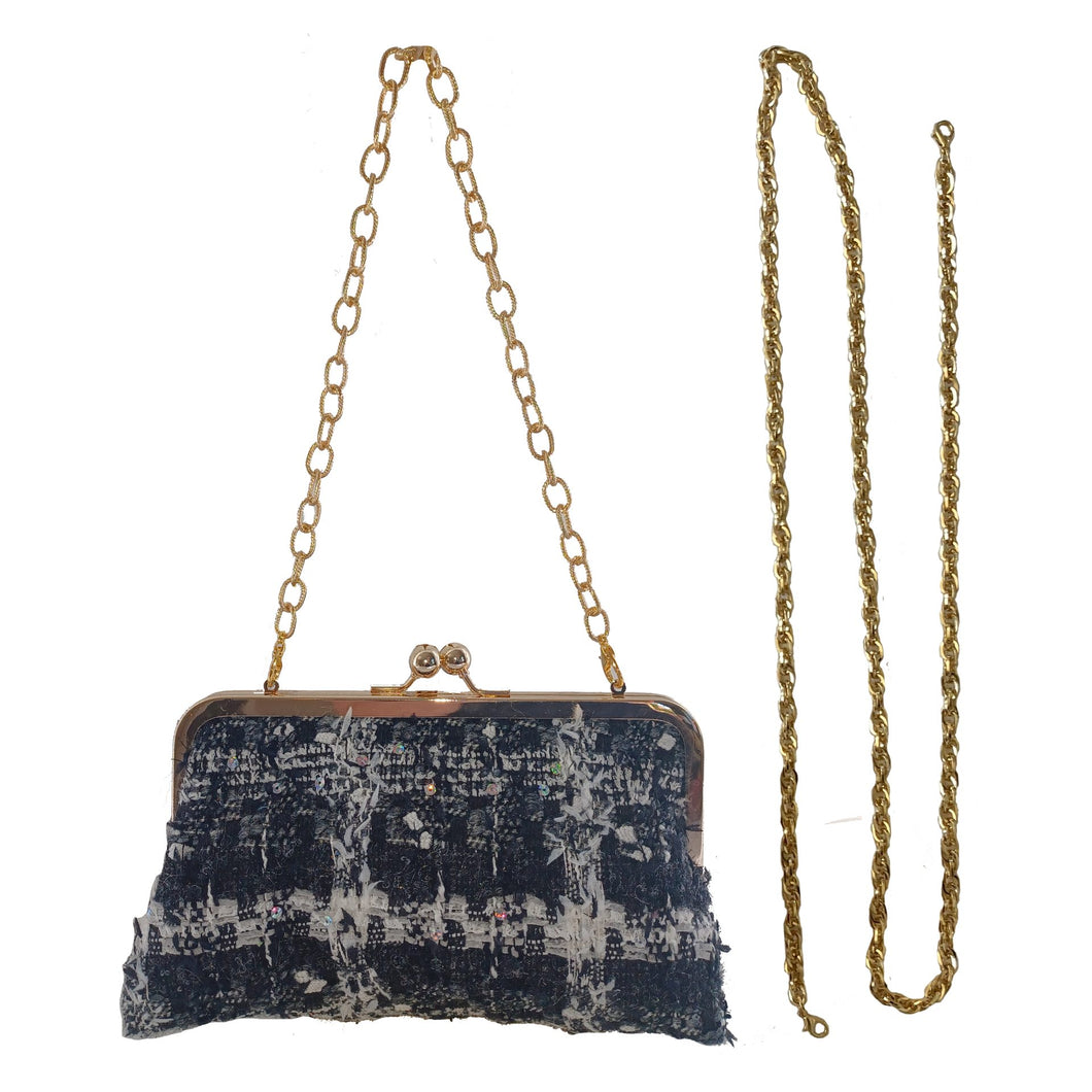 Trixie: Vintage Ivory & Black Wool Plaid