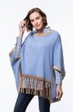 Load image into Gallery viewer, Tyler Boe Cotton/Cashmere Fringe Poncho Sky
