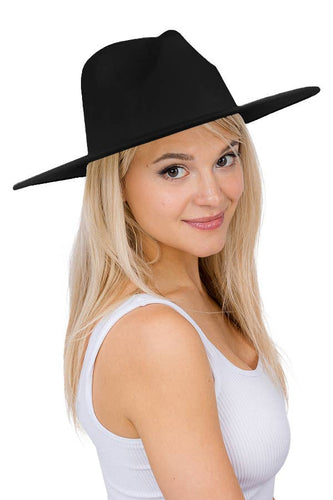 Solid colored wide brim rancher hat, perfect for a stylish and sophisticated look.