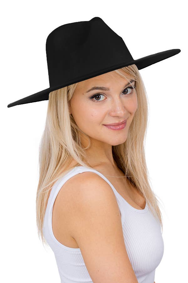 Solid Colored Wide Straight Brim Rancher Hat