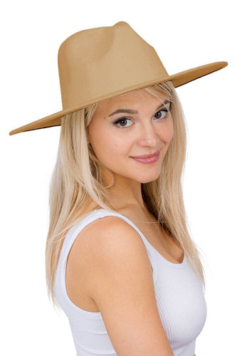 Solid colored wide brim faux felt rancher hat, perfect for a stylish and sophisticated look.