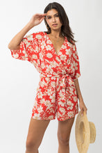 Load image into Gallery viewer, Orange/Ivory Floral Romper
