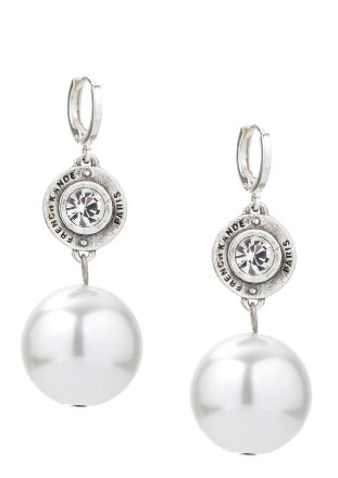 silver pearl earrings drop