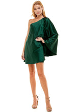 Load image into Gallery viewer, Satin Draped One Shoulder Dress
