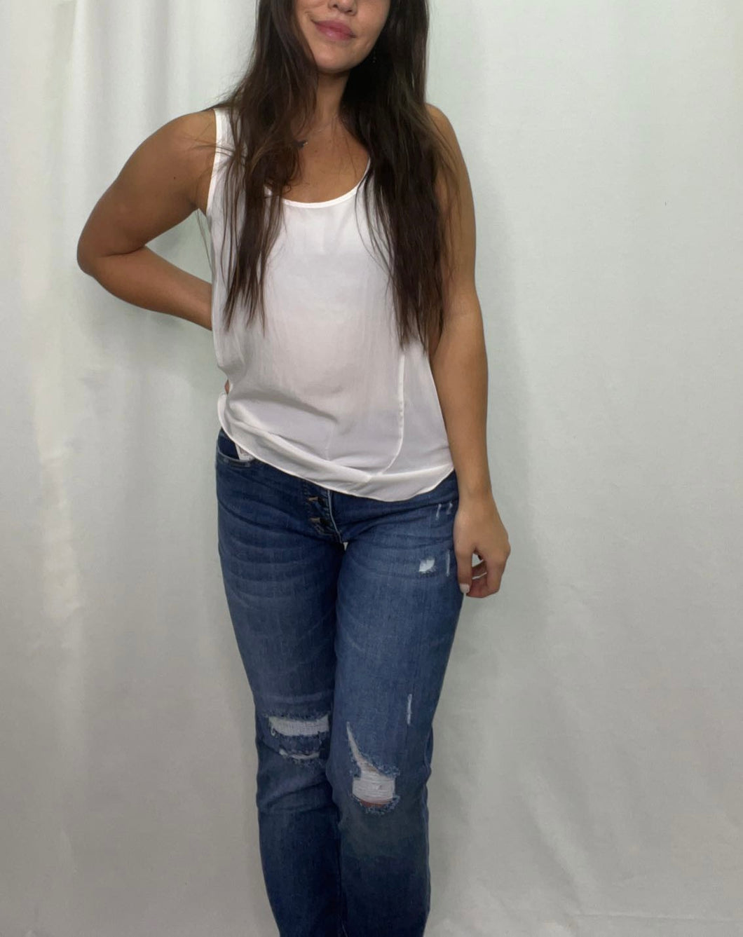 Eggshell Split Back Tank - Lola & Sophie