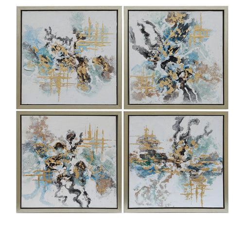 Set of 4 lustrous lines framed wall art pieces, perfect for adding a touch of elegance to any room decor.