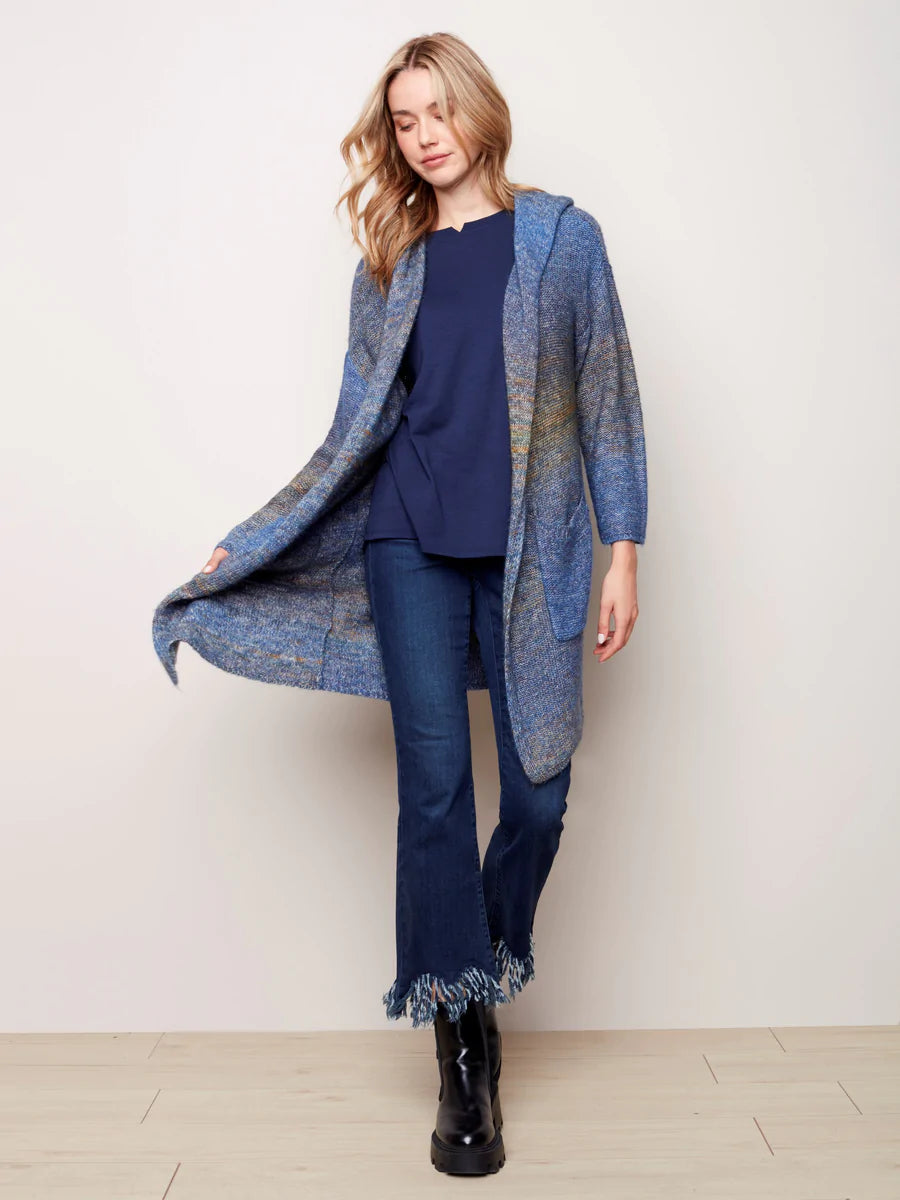 Ombre Space-Dye Hooded Cardigan - Charlie B