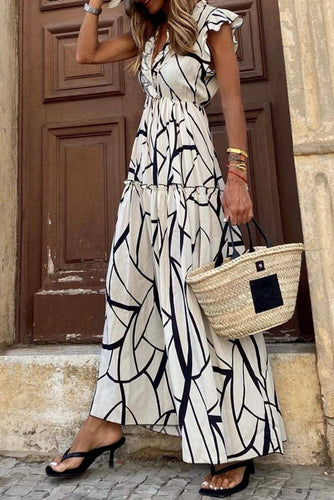 Chic black and white maxi dress