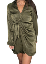 Load image into Gallery viewer, Olive Satin Dress
