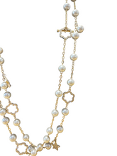 Load image into Gallery viewer, 60&quot; Pearls &amp; Quatrefoil Necklace - Be Je Designs
